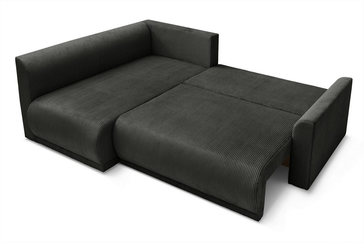 Rohová sedačka KIM L160, oboustr.,černý manšestr - černá, Moderní, dřevo/textil (233/160cm)