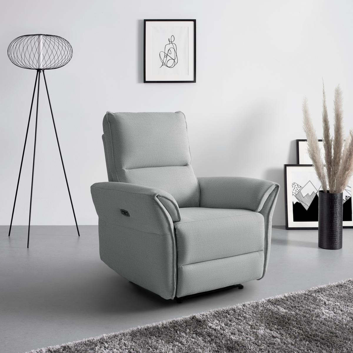 Relaxační křeslo JENSON, šedá - černá/světle šedá, Moderní, kov/dřevo (86/103/92cm) - Mömax