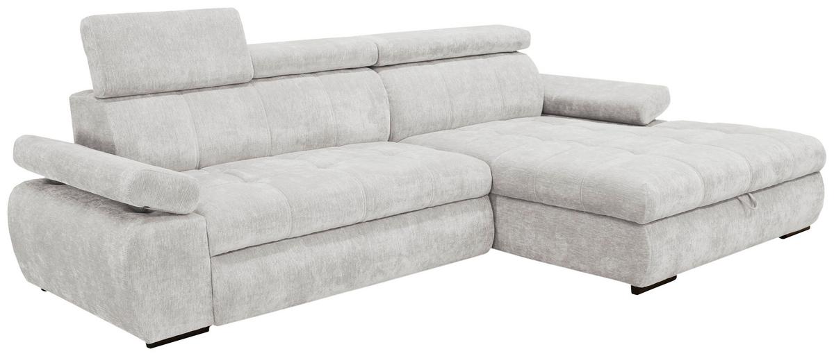 Rohová sedačka VEGAS, pravá, světle šedá žinylka - černá/světle šedá, Design, dřevo/textil (294/173cm)
