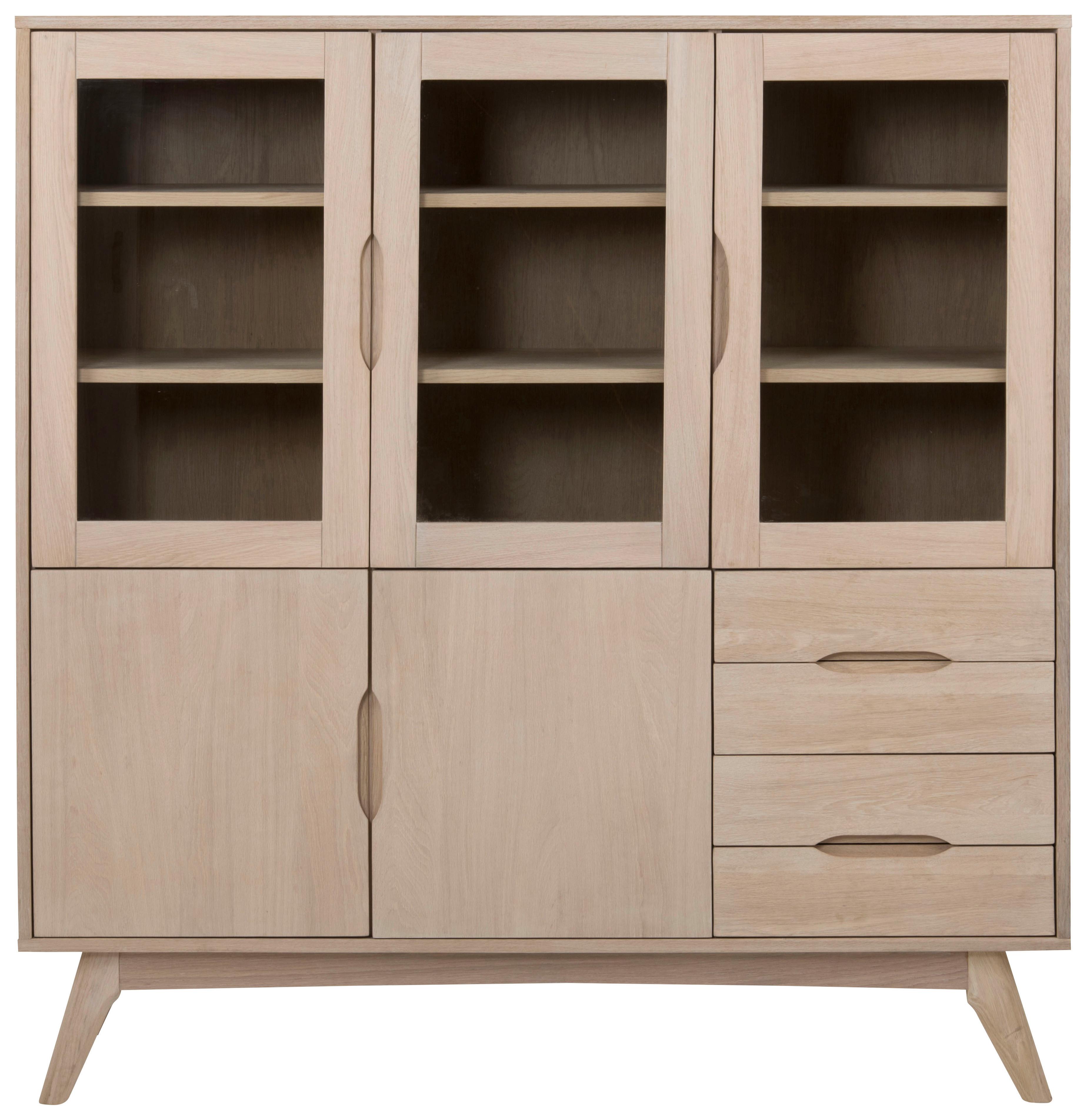 Vitrine Marte - Eichefarben, MODERN, Glas/Holz (140/148/40cm) - MID.YOU