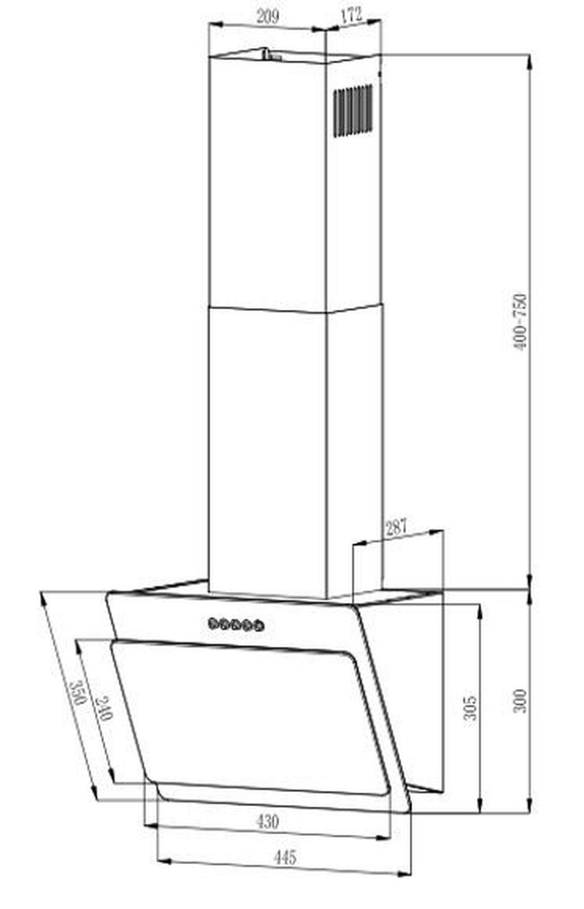 Dunstabzugshaube S22-45bbpy - Schwarz, Basics, Glas/Metall (44,5/70-105/28,7cm) - PKM