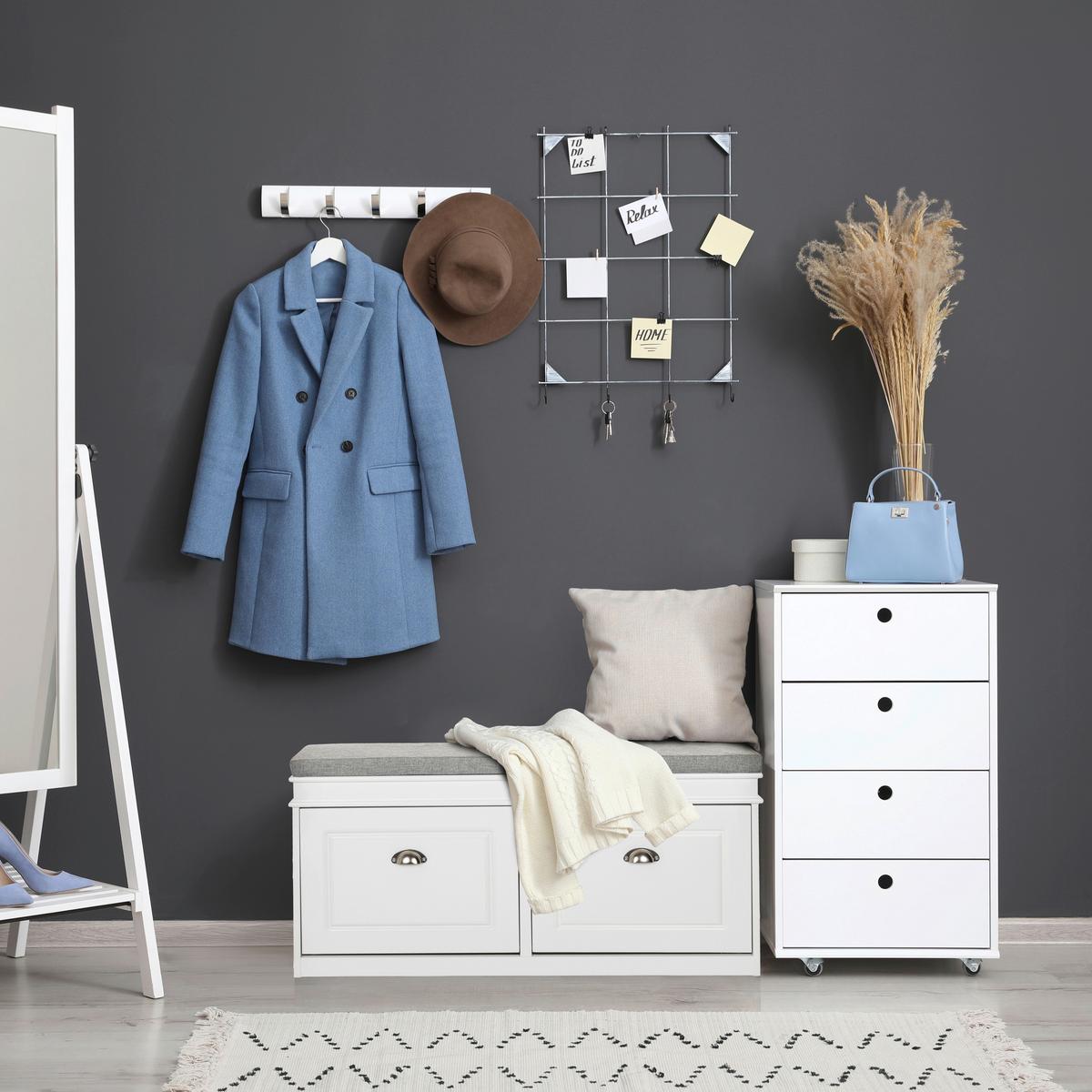 Schuhschrank Estha Grau, Weiß B: 104cm - Weiß/Grau, MODERN, Holzwerkstoff (104/52/24cm) - MID.YOU