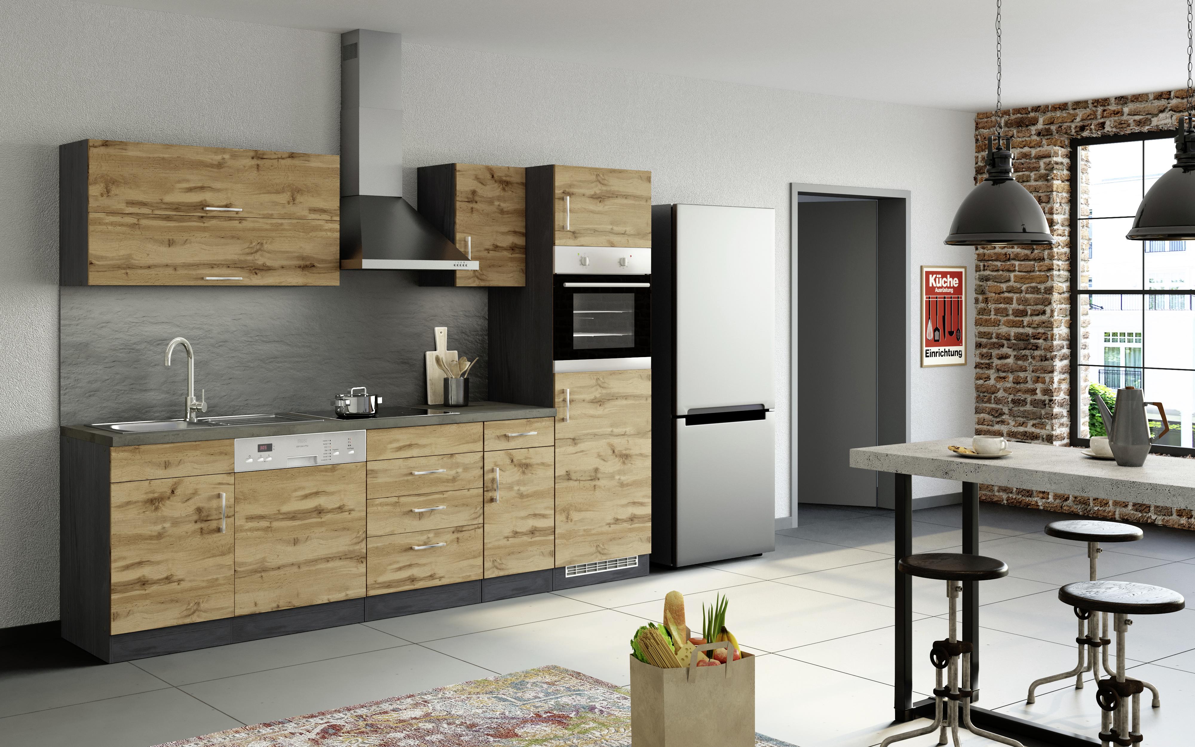 Küchenblock mit Spüle und ohne Elektrogeräte