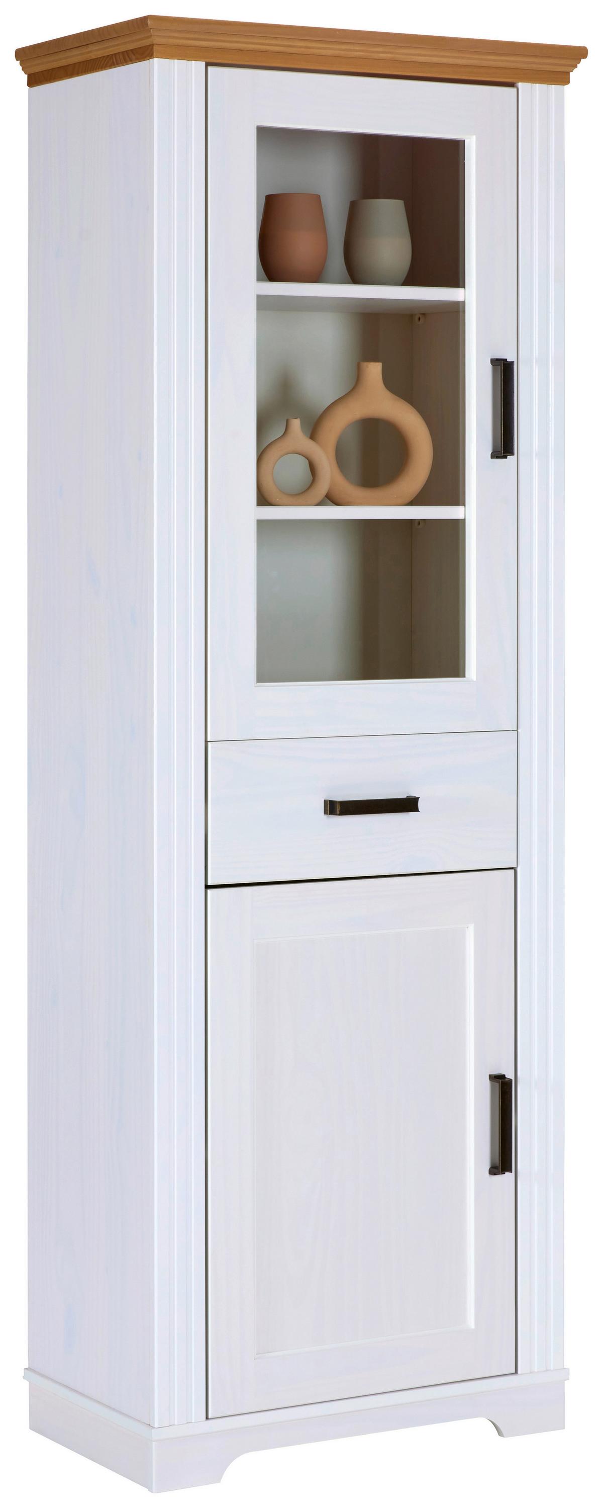 Vitrine Maluno - Eichefarben/Weiß, MODERN, Holz (68/193/41cm) - Livetastic