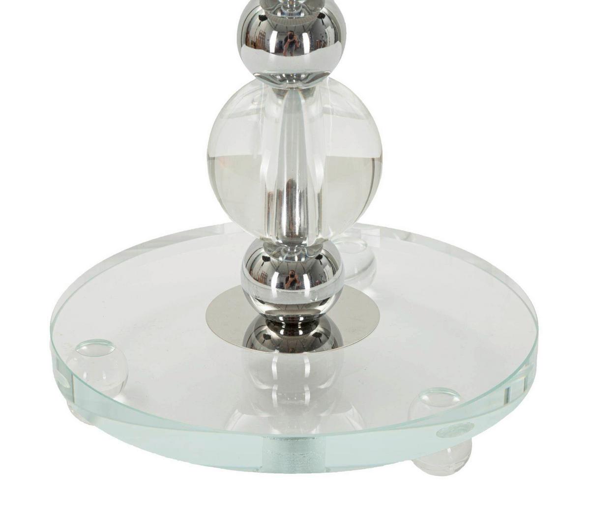 Tischleuchte Tolly Silberfarben B: 30 cm - Silberfarben, Basics, Glas/Textil (30/48/30cm)