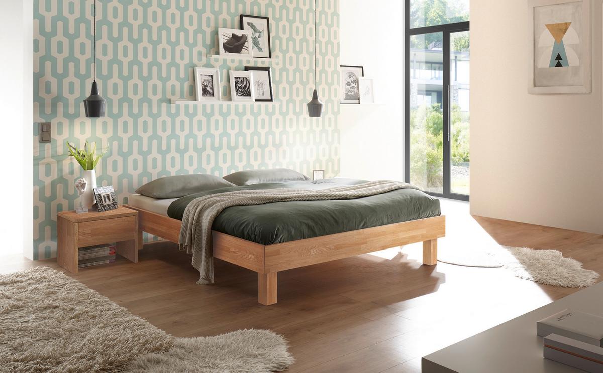 Bett Rapallo Eiche Bianco 160x200 Cm - Eiche Bianco/Eichefarben, Natur, Holz (160/200cm) - Hasena