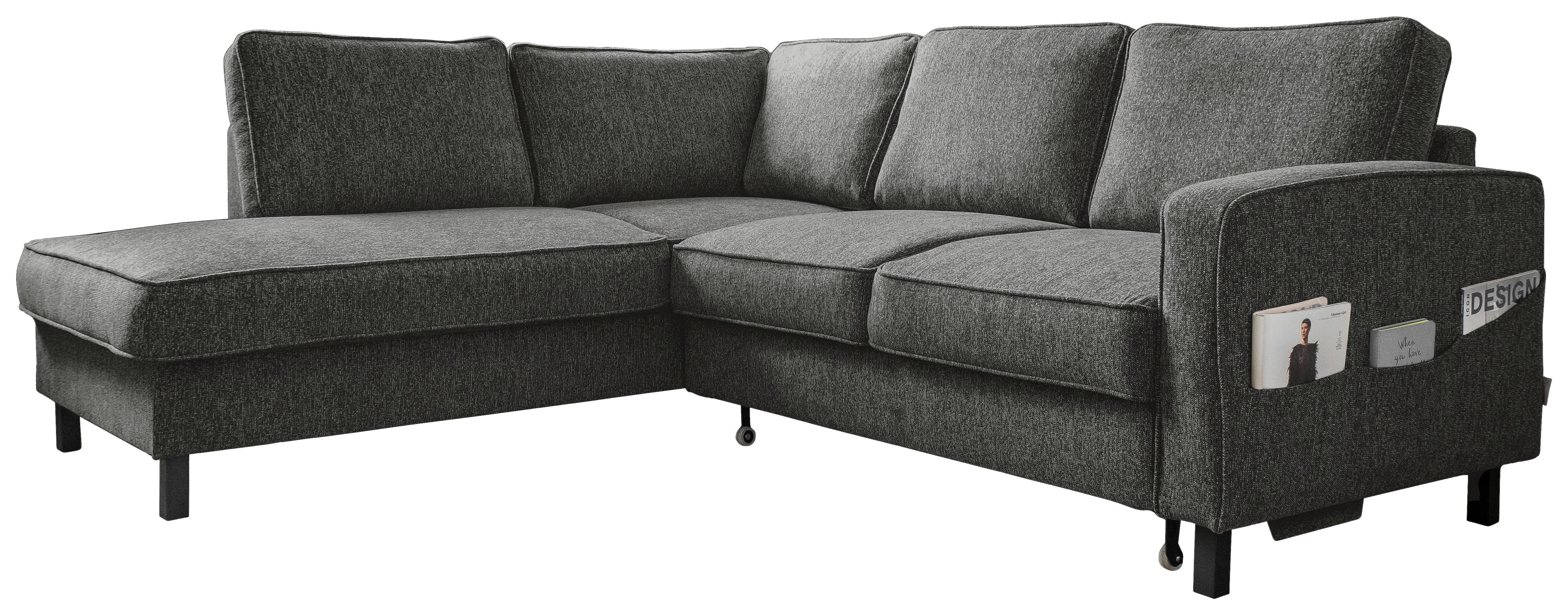Ecksofa mit Schlaffunktion Molly Dunkelgrau 198x233 cm