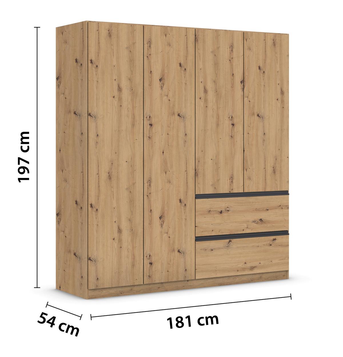 Drehtürenschrank Costa Eiche Artisan Dekor - Eiche Artisan, MODERN, Holzwerkstoff (181/197/54cm) - Rauch Möbel