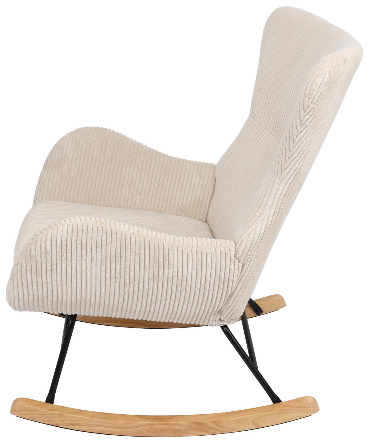 Schaukelstuhl mit Armlehnen Granny Stoffbezug Creme - Creme/Naturfarben, MODERN, Holz/Textil (67/92/85cm)