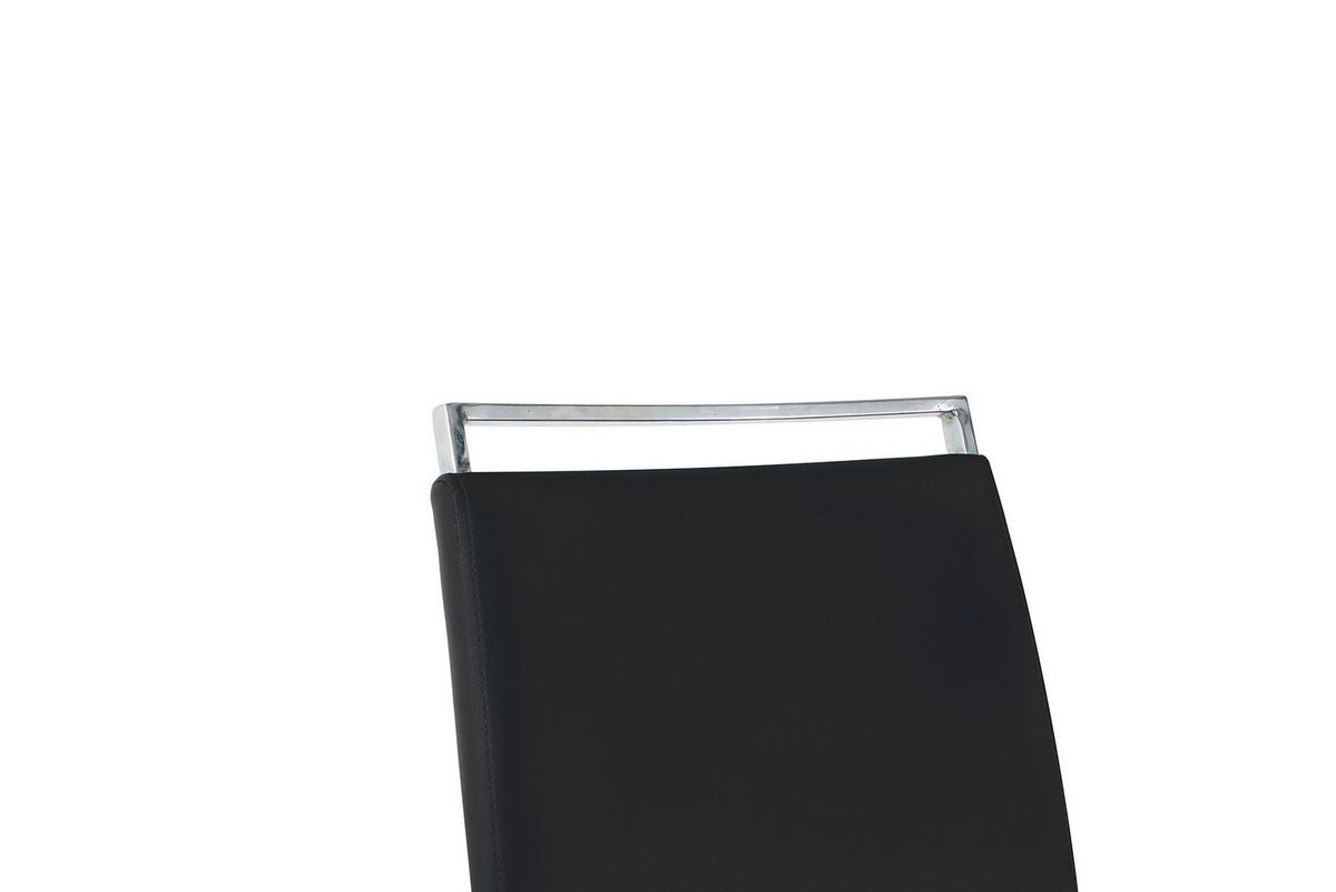 Stuhl-set Lederlook Schwarz, B: 42cm - Silberfarben/Schwarz, Design, Kunststoff/Textil (42/101/58cm) - Livetastic