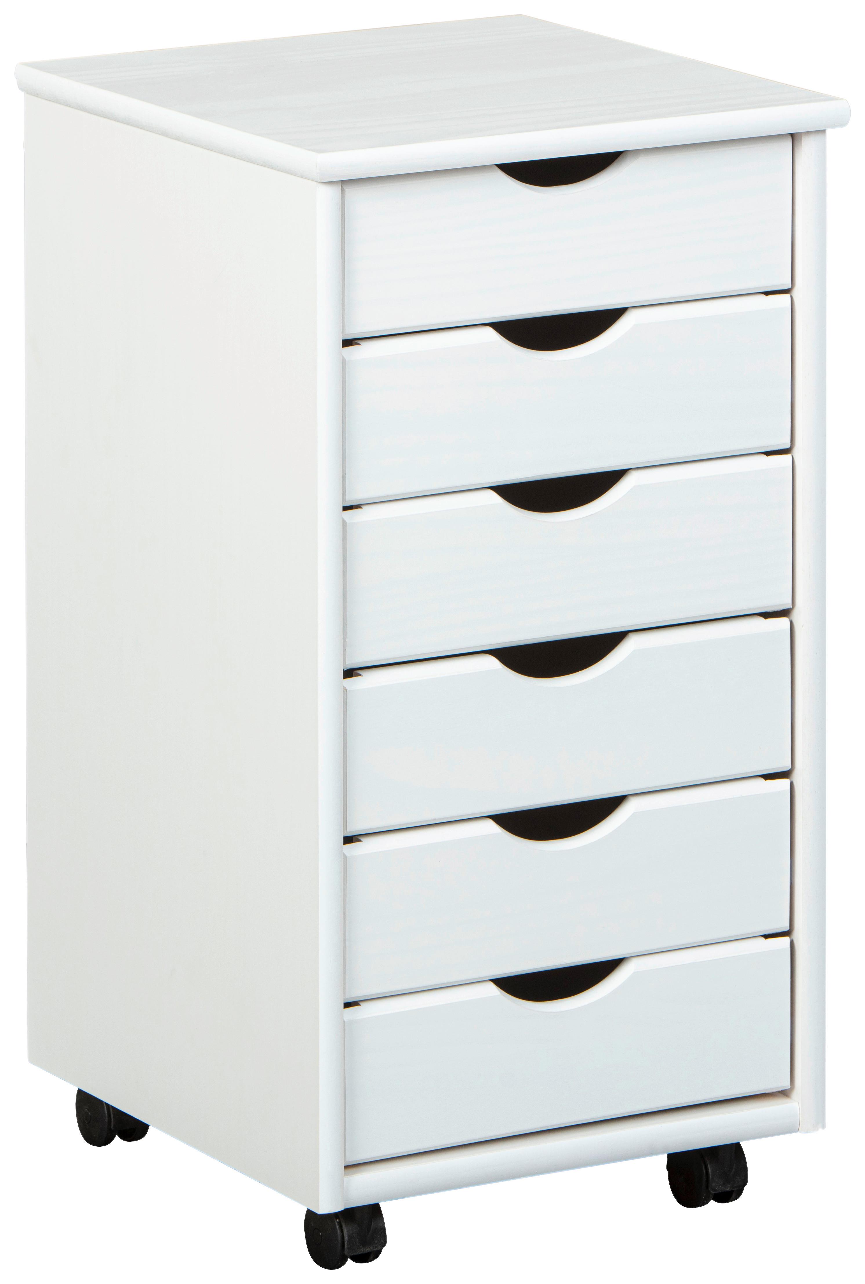 Rollcontainer Holz Massiv Weiß Simon 35x65x40 cm - Weiß, Basics, Holz/Kunststoff (35/65/40cm) - MID.YOU