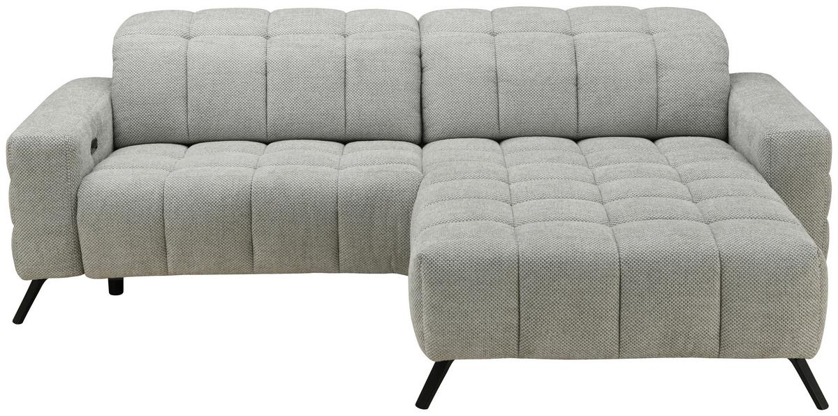 Ecksofa Milano Microfaser Hellgrau, B: 256 Cm - Hellgrau/Schwarz, MODERN, Holz/Textil (256/106cm) - Luca Bessoni