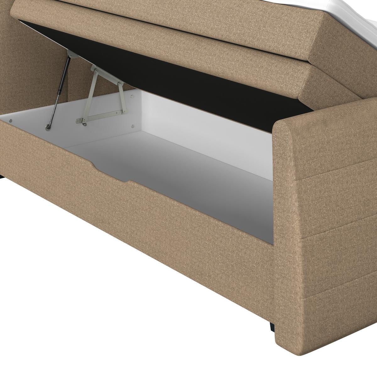 Boxspringbett Mit Topper & Bettkasten 180x200 Libra - Hellbraun/Schwarz, KONVENTIONELL, Textil (180/200cm)
