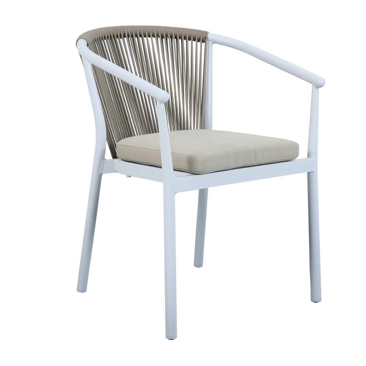 Gartenset Suvi 5tlg - Weiß/Teakfarben, MODERN, Metall (160/90/74cm) - Ambia Garden