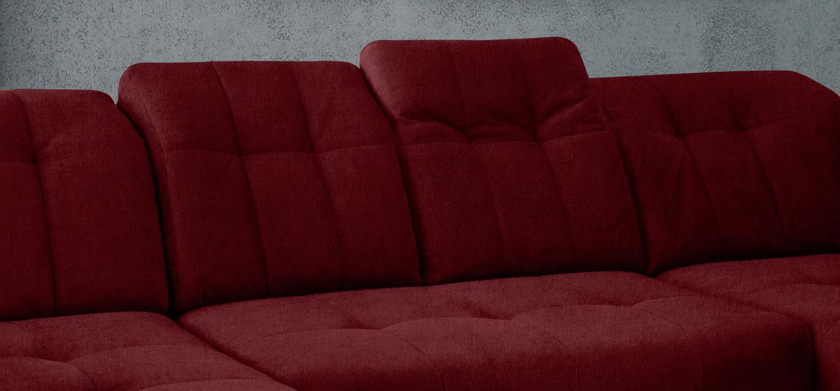 Ecksofa, Sitzvorzug Elektrisch Sano, Bordeaux, 180x337x200 cm - Bordeaux/Schwarz, MODERN, Textil (180/337/200cm) - Livetastic