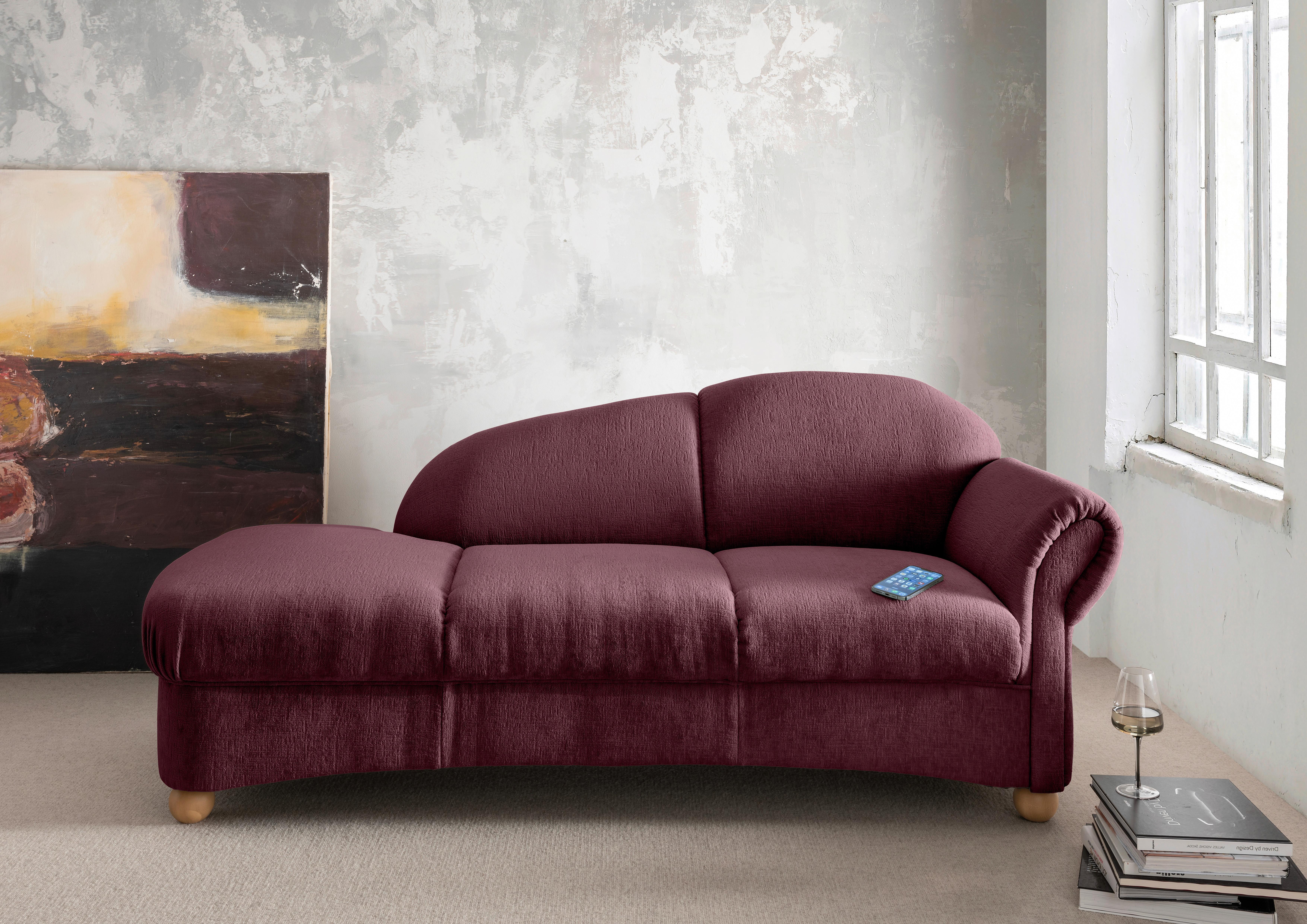Ottomane Torello Bordeaux B: 190cm - Wildeiche/Bordeaux, KONVENTIONELL, Textil (190/84/86cm) - Livetastic