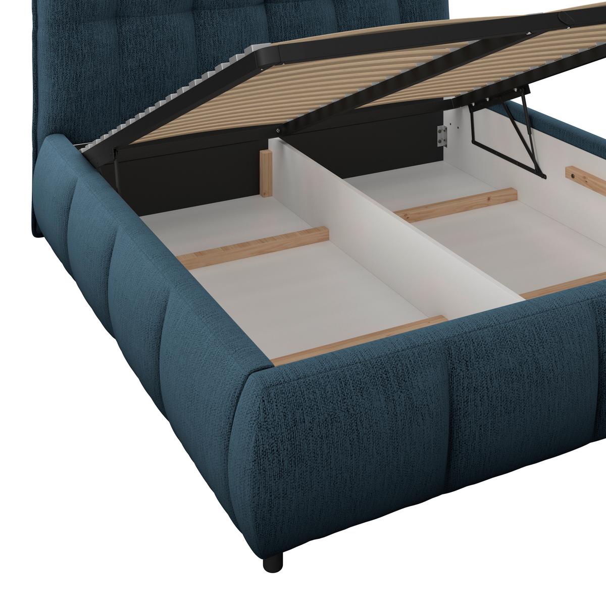 Polsterbett LIMO Dunkelblau 140x200 cm - Schwarz/Dunkelblau, KONVENTIONELL, Holz/Holzwerkstoff (140/200cm) - James Wood