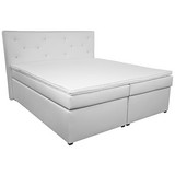 Boxspringbett Lederlook mit Topper 180x200cm Luminosa - Schwarz/Weiß, MODERN, Textil (180/200cm)