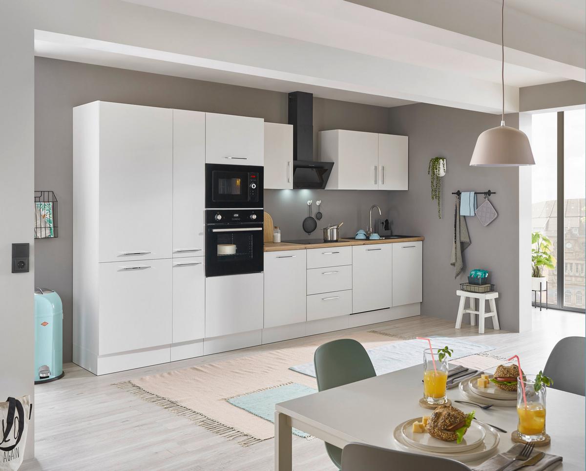 Küchenblock Turin Weiß/eiche Dekor B: 370 Cm - Weiß/Eiche Artisan, Basics, Holzwerkstoff (370cm) - MID.YOU