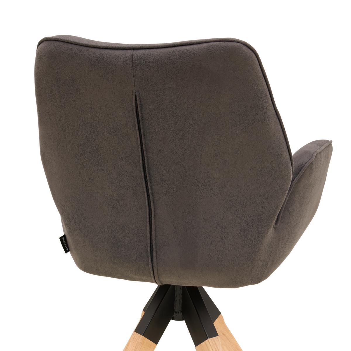 Armlehnstuhl Monza Anthrazit/Naturfarben B: 61 cm - Anthrazit/Naturfarben, MODERN, Holz/Textil (61/86/62cm) - Livetastic