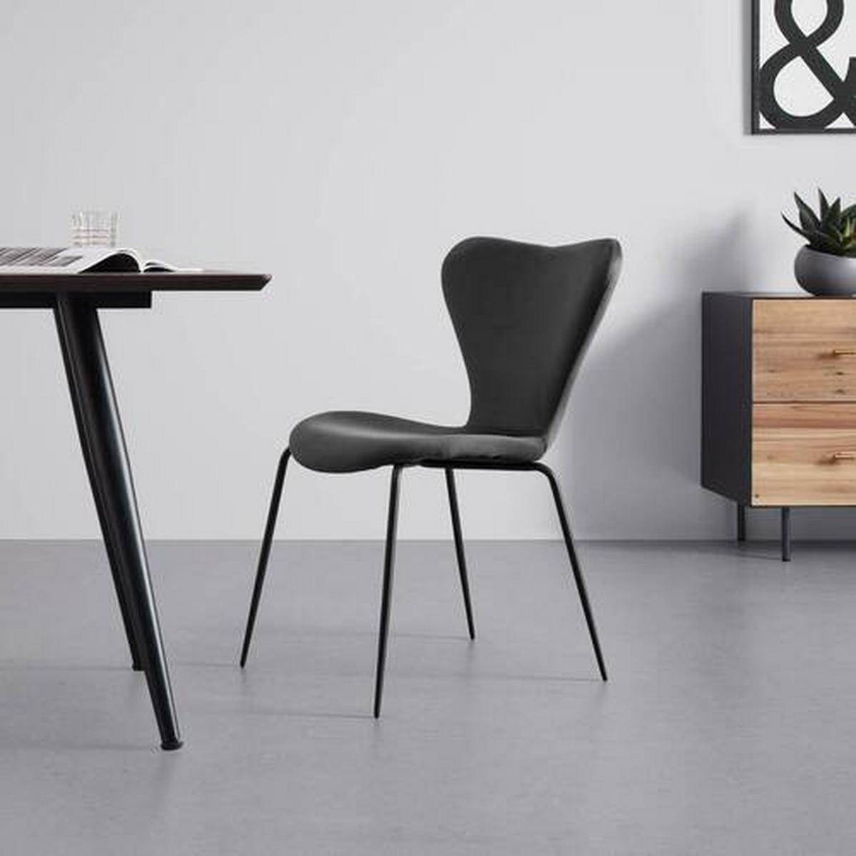 Jídelní židle ALICIA tmavě šedá - černá/tmavě šedá, Moderní, kov/dřevo (53/82,5/53cm) - Bessagi Home
