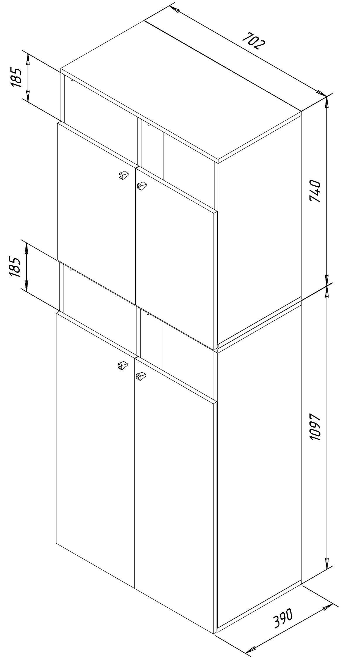 Wäscheschrank Klidas Xxl - Weiß, MODERN, Holzwerkstoff (80,1/184/39cm) - MID.YOU