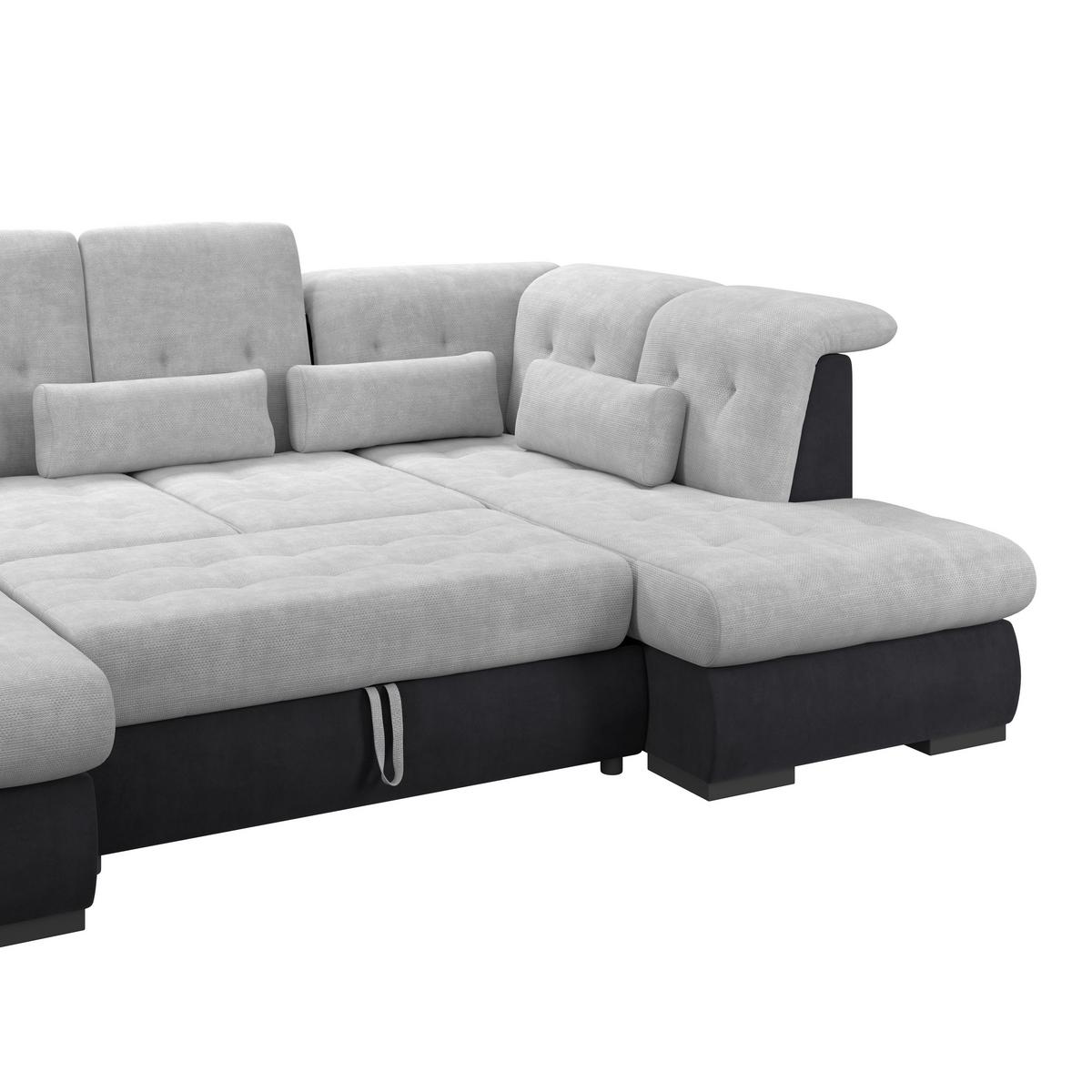 Wohnlandschaft Madera Silberfarben, S: 358x212 cm - Anthrazit/Silberfarben, KONVENTIONELL, Kunststoff/Textil (190/358/212cm)