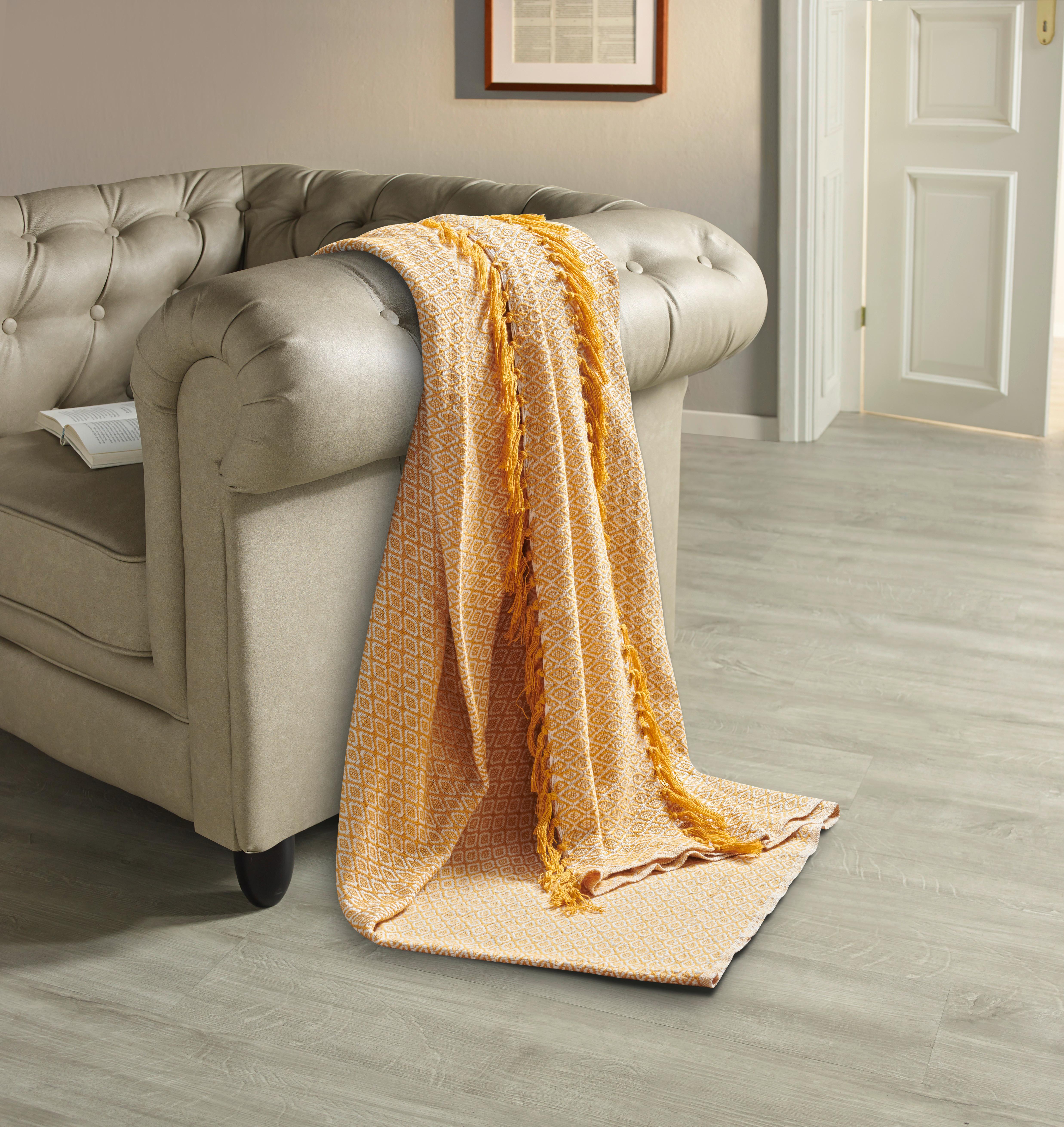 Tagesdecke Ines 140x210 cm Senf, Baumwolle - Gelb, ROMANTIK / LANDHAUS, Textil (140/210cm) - James Wood