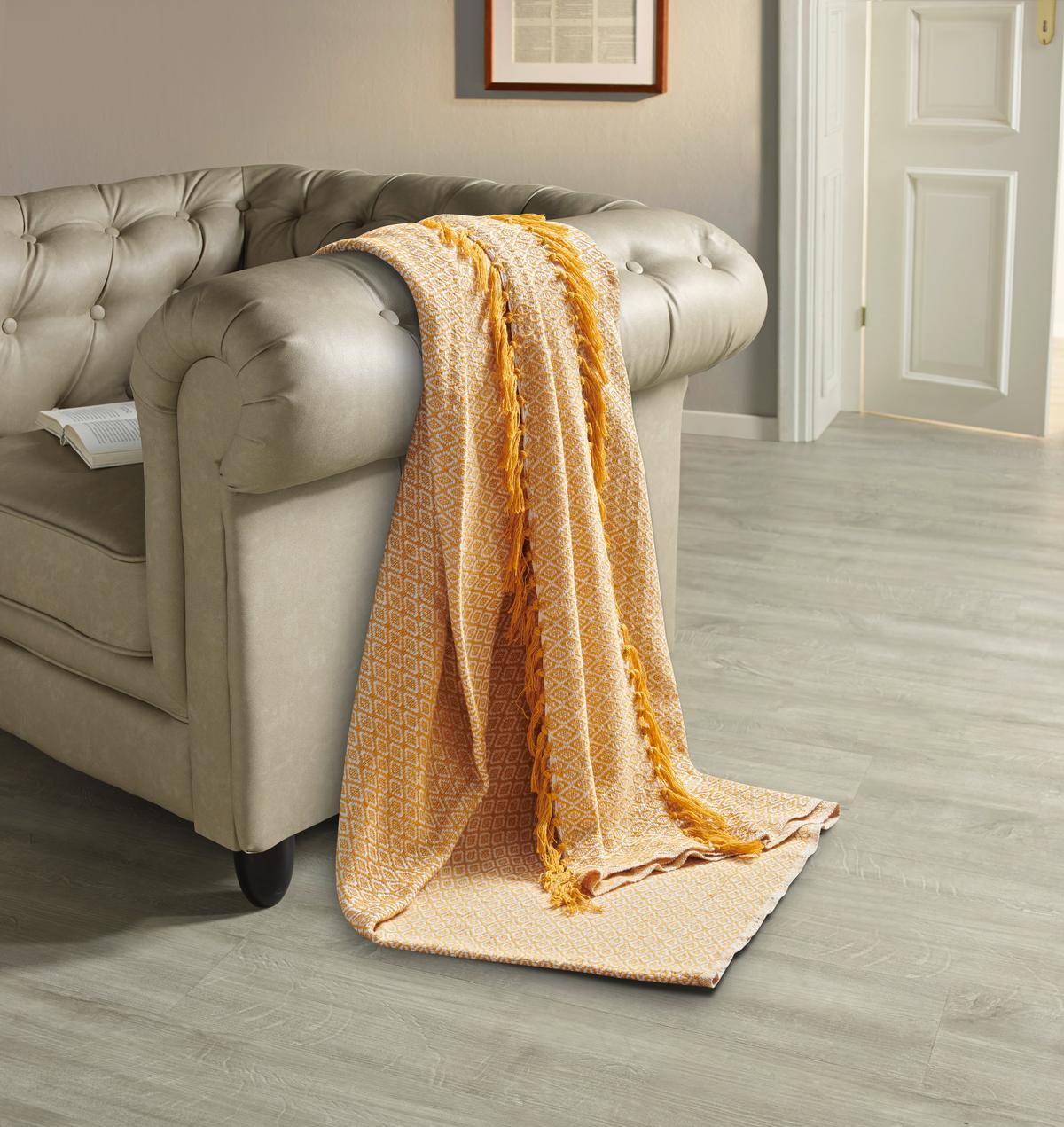 Tagesdecke Ines 140x210 cm Senf, Baumwolle - Gelb, ROMANTIK / LANDHAUS, Textil (140/210cm) - James Wood