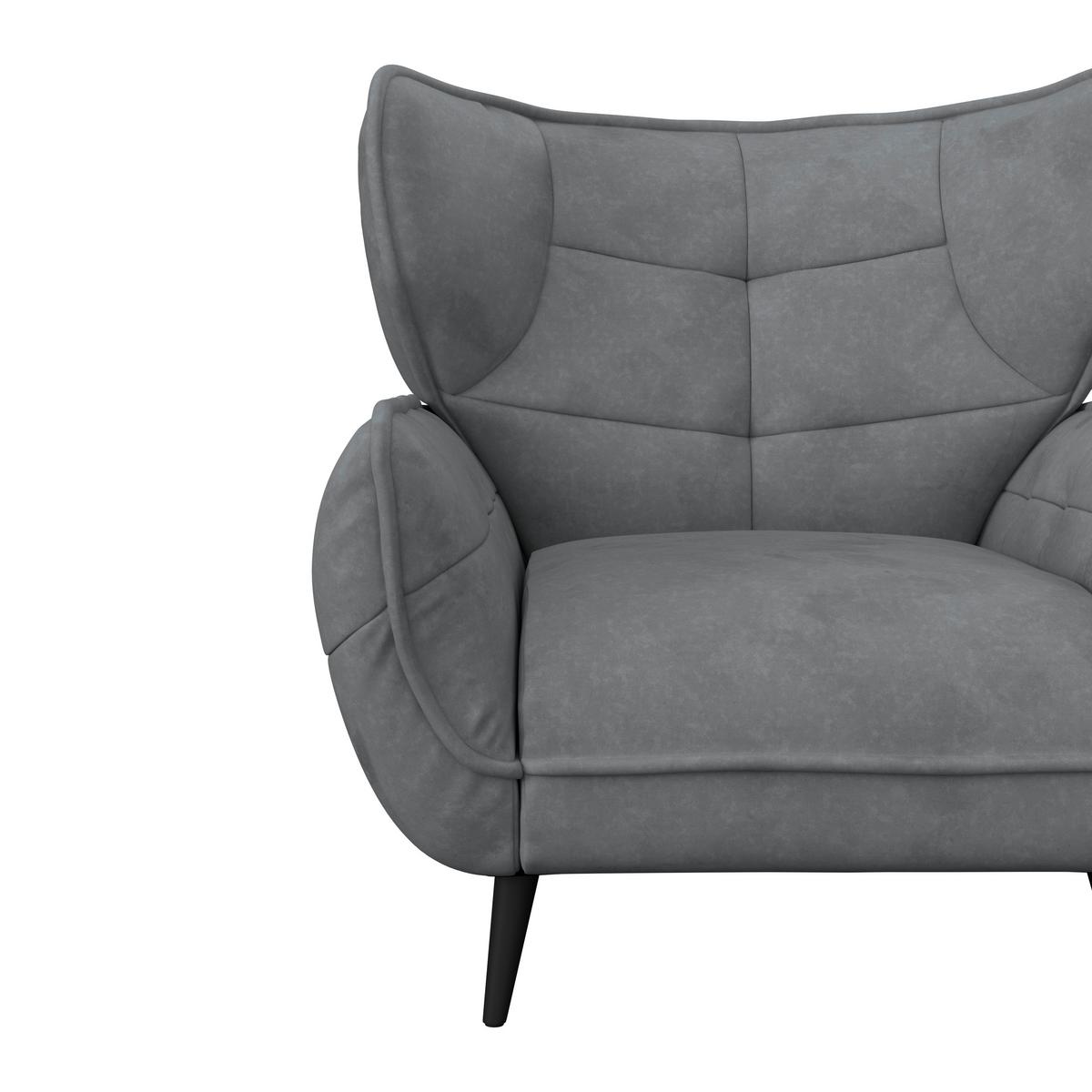 Kreslo ušiak PESCARA, antracitová - čierna/antracitová, Modern, textil (103/105/98cm)