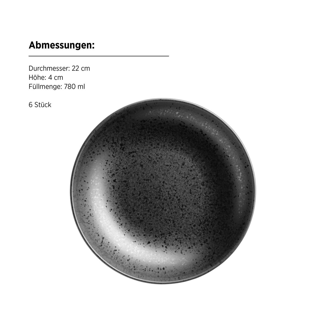 Suppentellerset Essential Steinzeug, Schwarz, 6-Teilig - Schwarz, Basics, Keramik (22/4cm) - Mäser