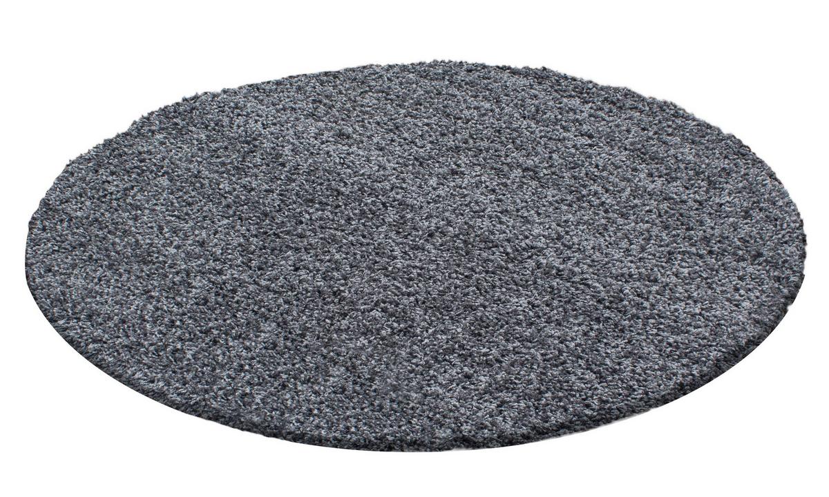 Hochflor Teppich Grau Life Rund Ø 80 cm - Grau, KONVENTIONELL, Textil (80cm) - Novel