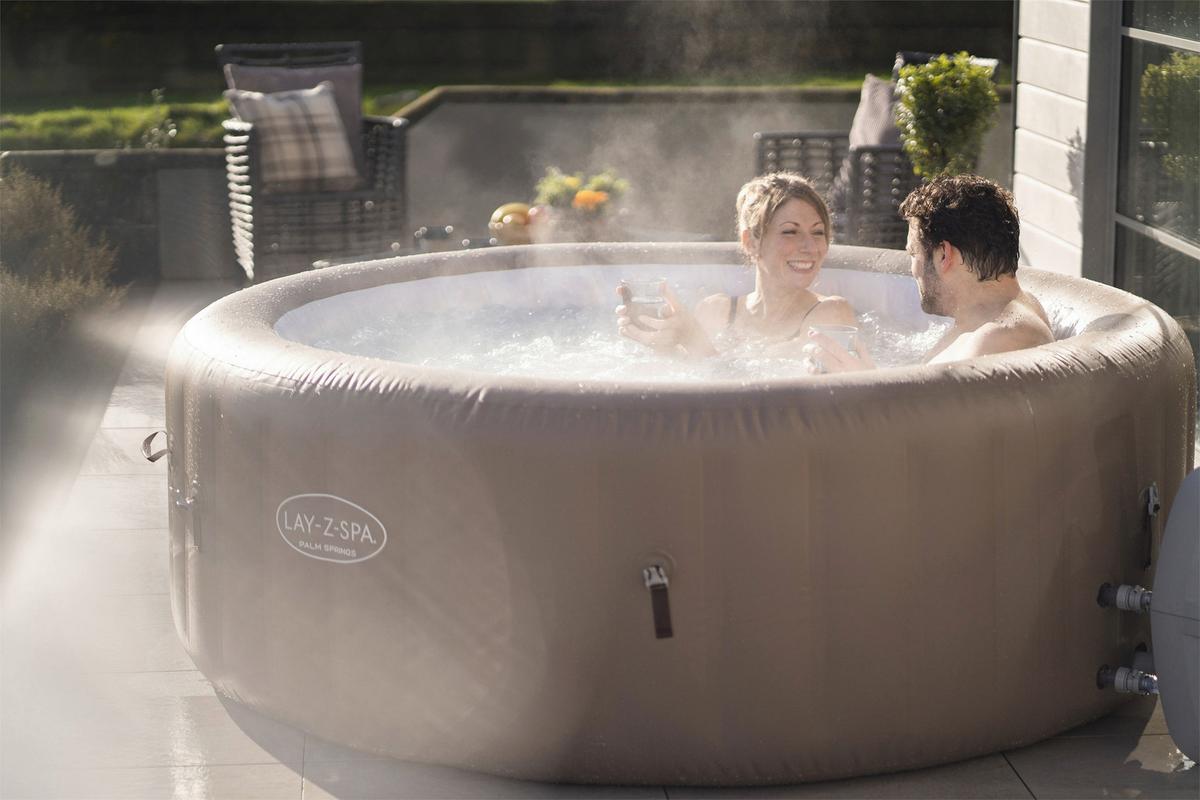 Whirlpool Aufblasbar Palm Springs Ø196 X H 71 cm - Hellbraun/Weiß, KONVENTIONELL, Kunststoff (196/71cm) - Bestway