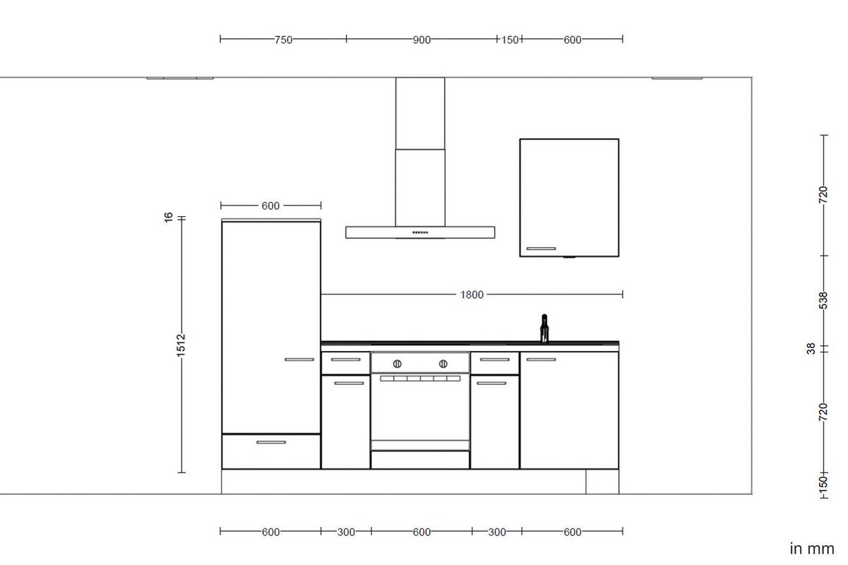 Kuchyňská linka 240 cm, kamenná sivá - šedá/barvy dubu, Moderní, kov/kompozitní dřevo (240cm) - Nobilia