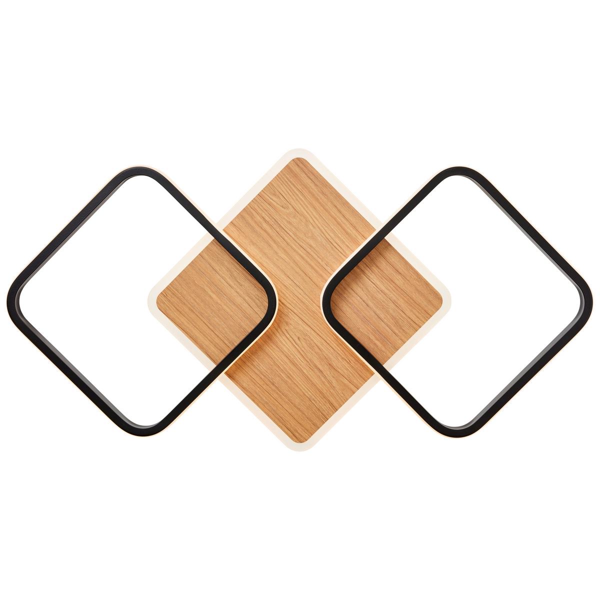 LED-Deckenleuchte Dennet L: 62 cm Mit 3 Helligkeitsstufen - Schwarz/Braun, Design, Kunststoff/Metall (62/62/7cm) - Brilliant