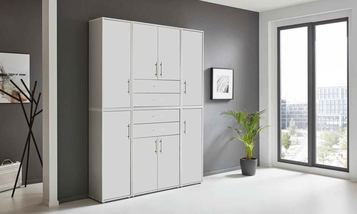 Aktenschrank Office Edition Grau/Weiß, B: 172,6 cm - Weiß/Grau, MODERN, Holzwerkstoff (172,6/227,2/33cm) - MID.YOU