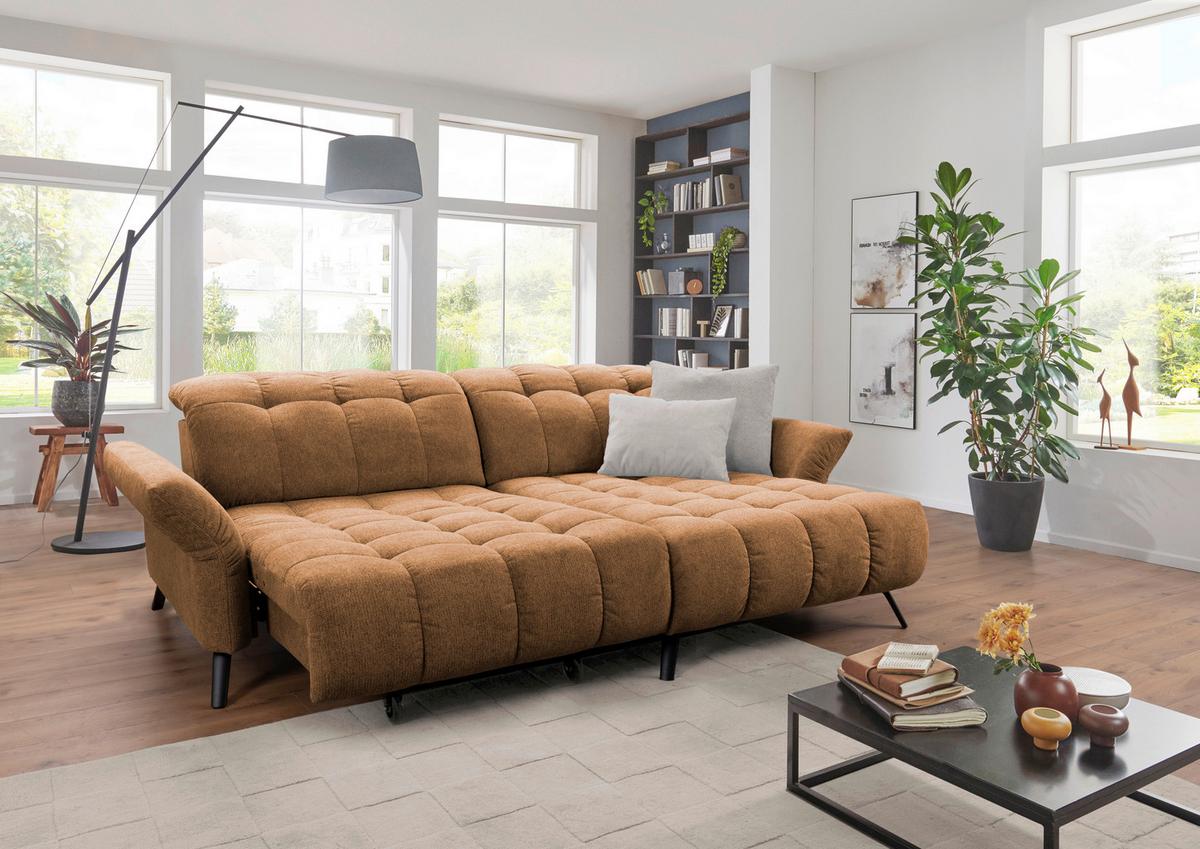 Ecksofa Coast Cognac B: 244-270 Cm - Cognac/Schwarz, KONVENTIONELL, Holzwerkstoff/Textil (244-270/87-104/173cm)