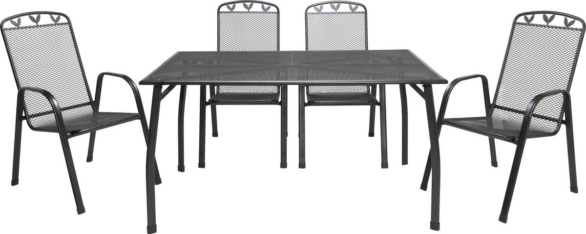 Gartentisch höhenverstellbar Toulouse, Stahl L 140 cm - Anthrazit/Schwarz, MODERN, Kunststoff/Metall (140/74/90cm) - Luca Bessoni