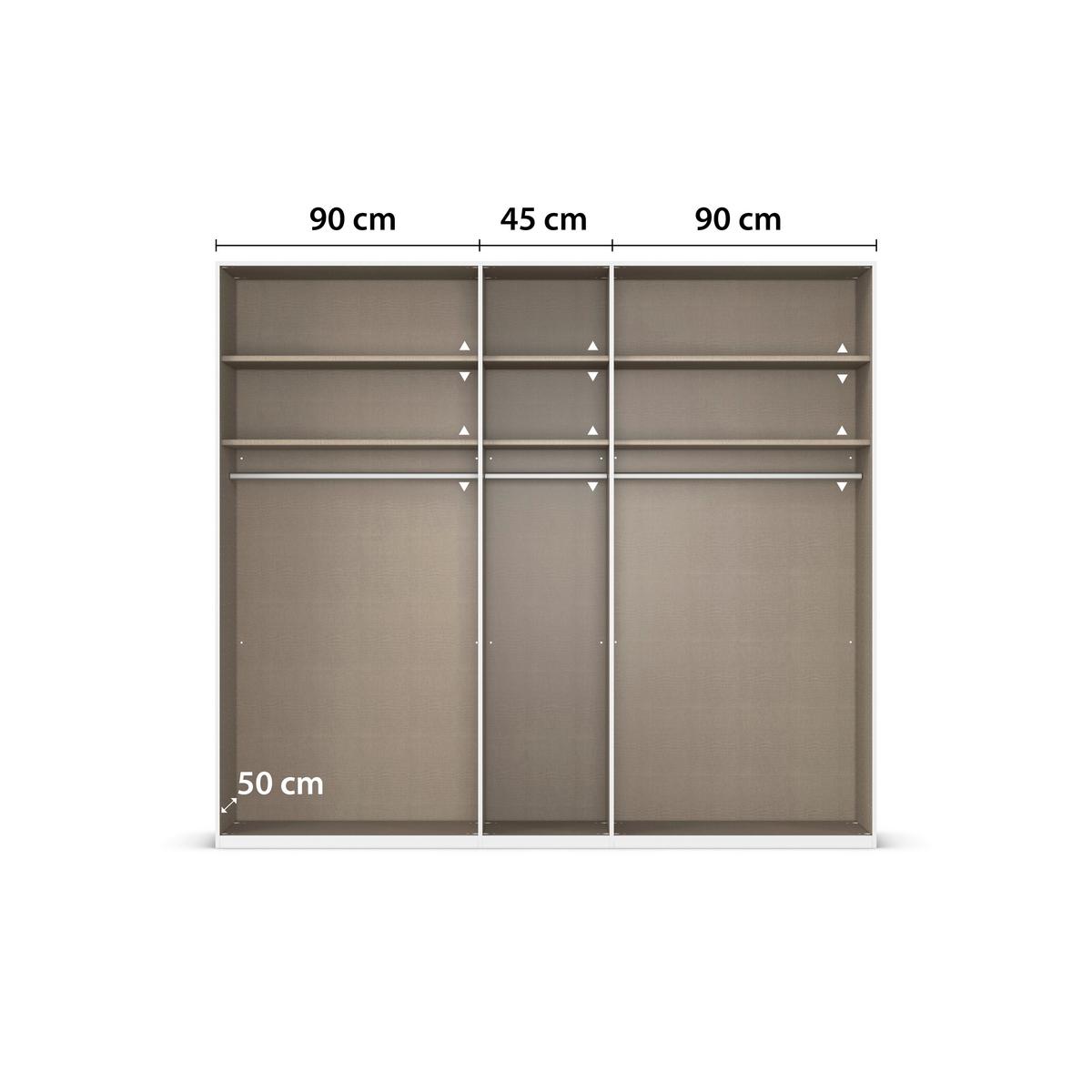 Drehtürenschrank Versity-D Eiche Dekor/Marmoroptik 5-Trg - Silberfarben/Weiß, Trend, Holzwerkstoff (226/229/54cm) - James Wood