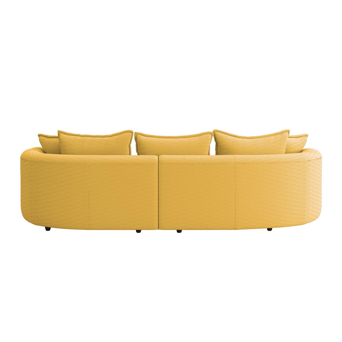 Rohová sedačka LEVI, pravá horčicovožltá, so 7 vankúšmi - čierna/horčicovožltá, Modern, textil/plast (287/168cm)