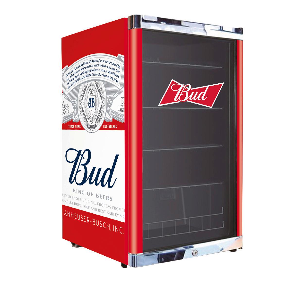 Kühlschrank Cool Cube Rot 115 L Freistehend Budweiser - Schwarz, Basics, Metall (84,5/54/54,8cm)