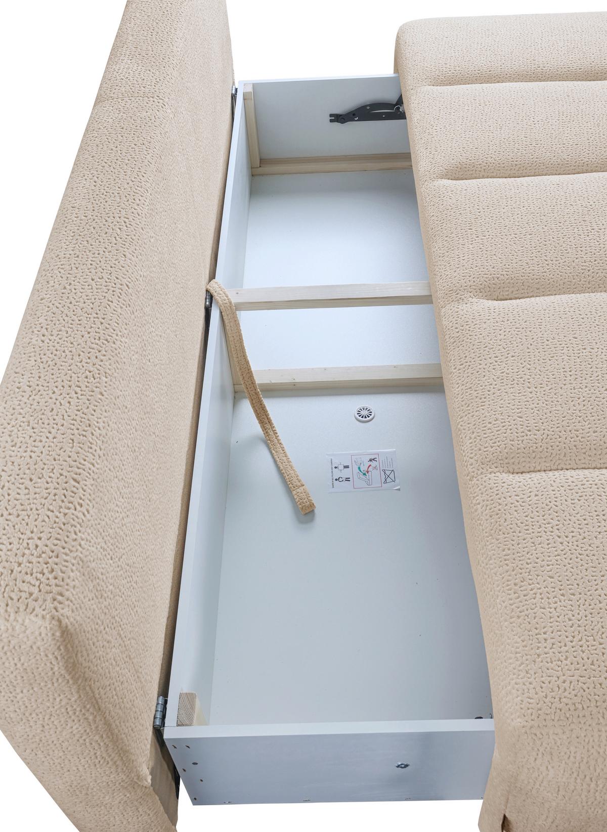 Schlafsofa Milo, Beige B: 209 Cm - Beige/Creme, Design, Holz/Holzwerkstoff (209/100/103cm) - MID.YOU