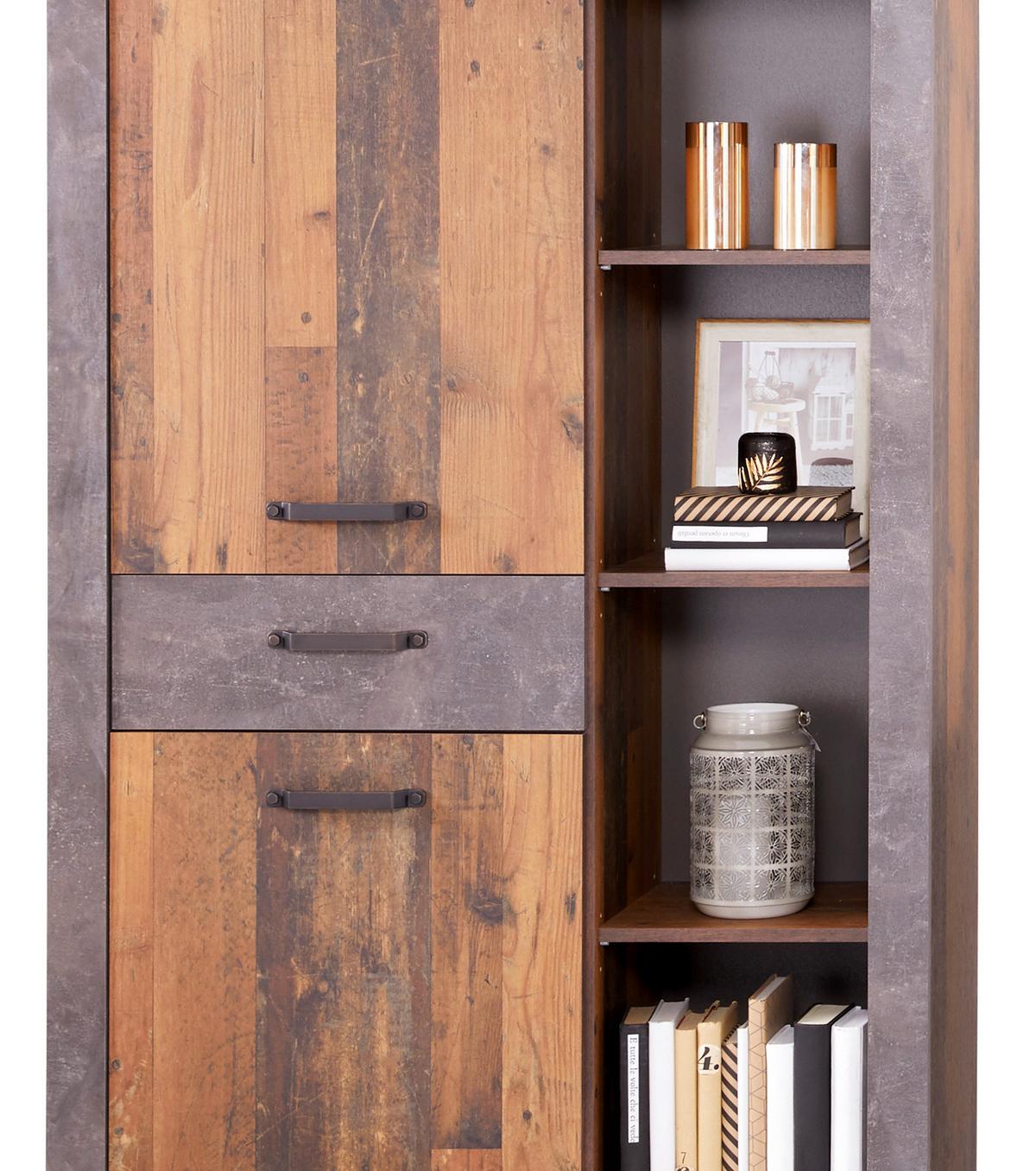 Highboard Mit Soft-close B: 105 Cm Ontario Eiche/grau - Dunkelgrau/Eichefarben, Trend, Holzwerkstoff (105/159/41,5cm) - Ondega