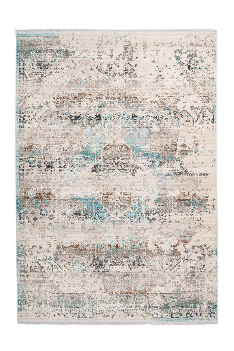 Webteppich Türkis/Taupe Anouk 80x150 cm - Türkis/Taupe, Design, Textil (80/150cm) - Kayoom