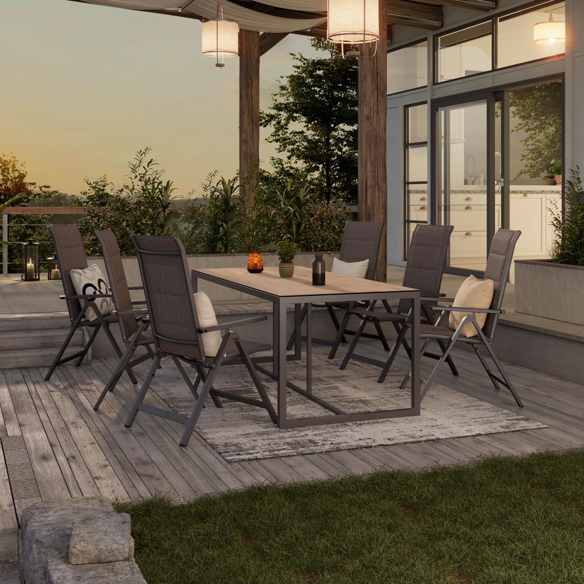 Gartensessel Klappbar Verena Aluminium, Textil - Dunkelgrau, MODERN, Textil/Metall (57/108/70cm) - Beldano