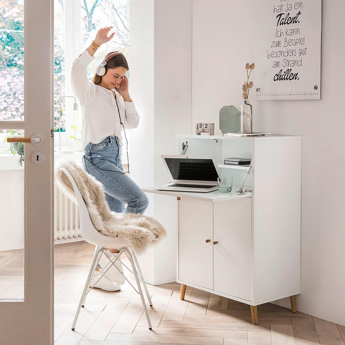 Sekretär Serie 500 Weiß B: 65,2 cm - Weiß, MODERN, Holzwerkstoff (65,2/101,7/39cm) - MID.YOU