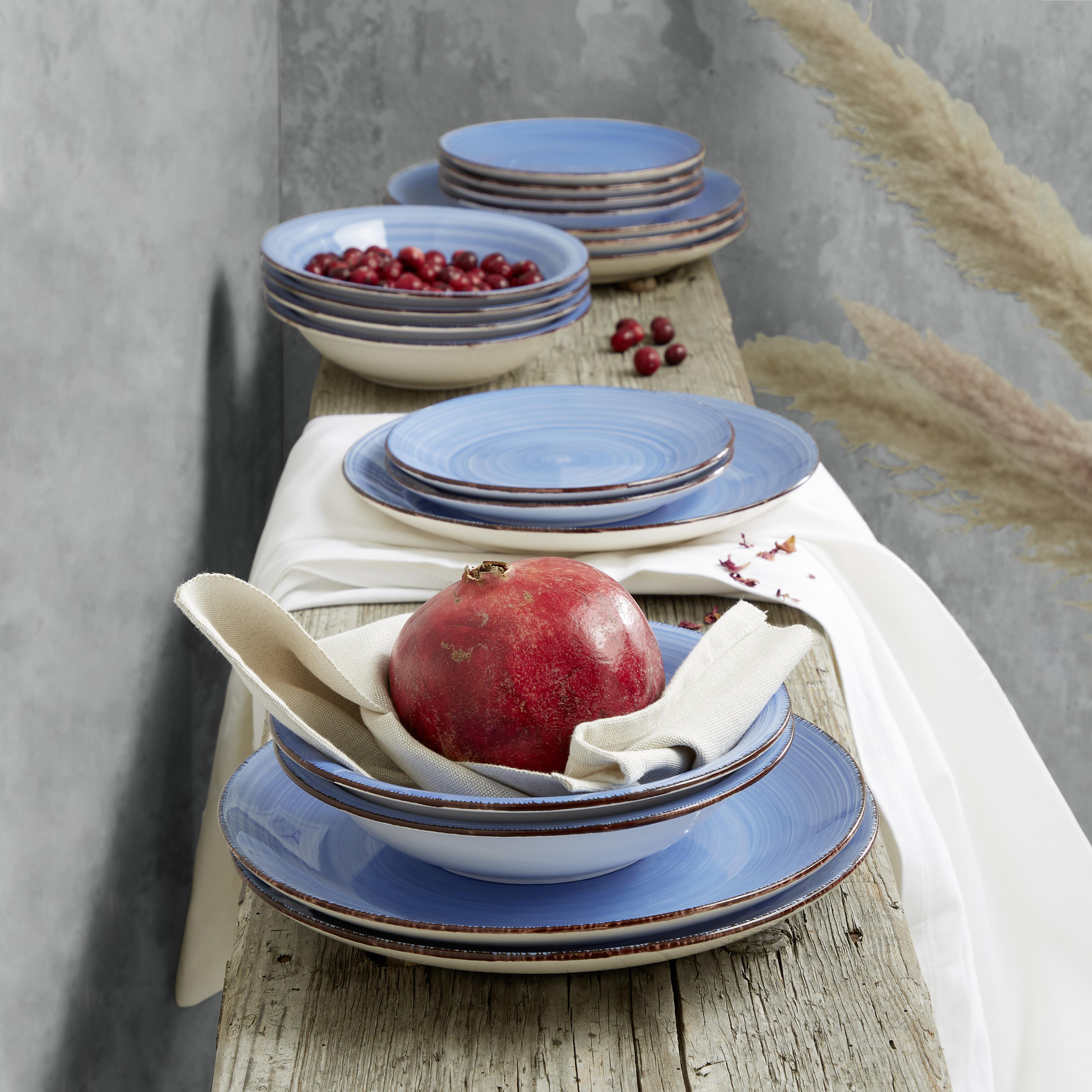 Tafelservice Lionel Steinzeug Für 6 Personen Geschirr Set - Blau, MODERN, Keramik - Luca Bessoni