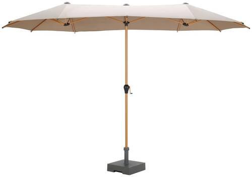 Doppelsonnenschirm Miami BxHxT: 208x400x236 cm Taupe - Taupe/Braun, MODERN, Textil/Metall (208/400/236cm) - Beldano