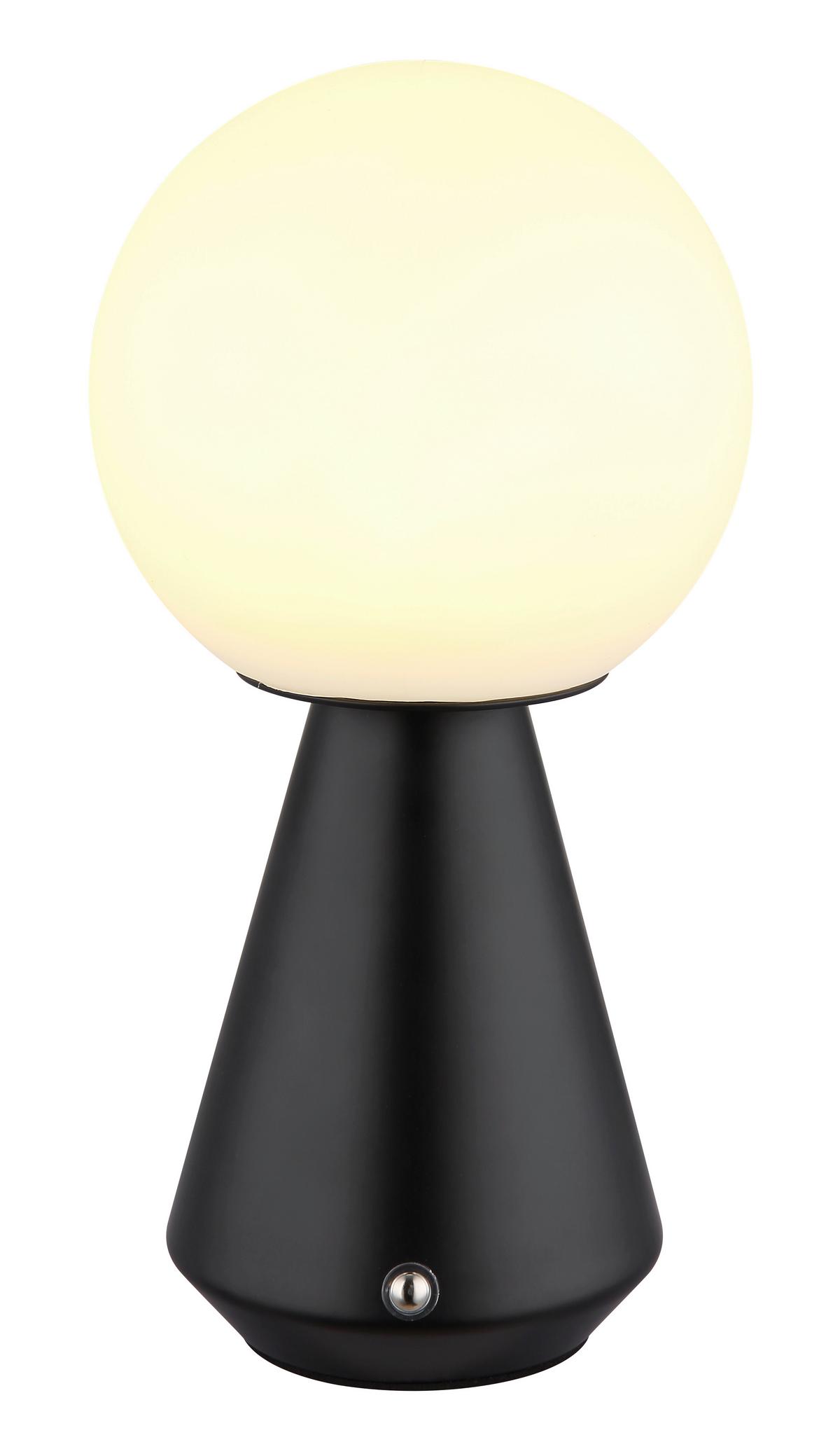 Akku-Tischleuchte Sora Weiß Schwarz D: 12 cm - Schwarz/Weiß, Design, Kunststoff/Metall (12/23,5cm) - Globo