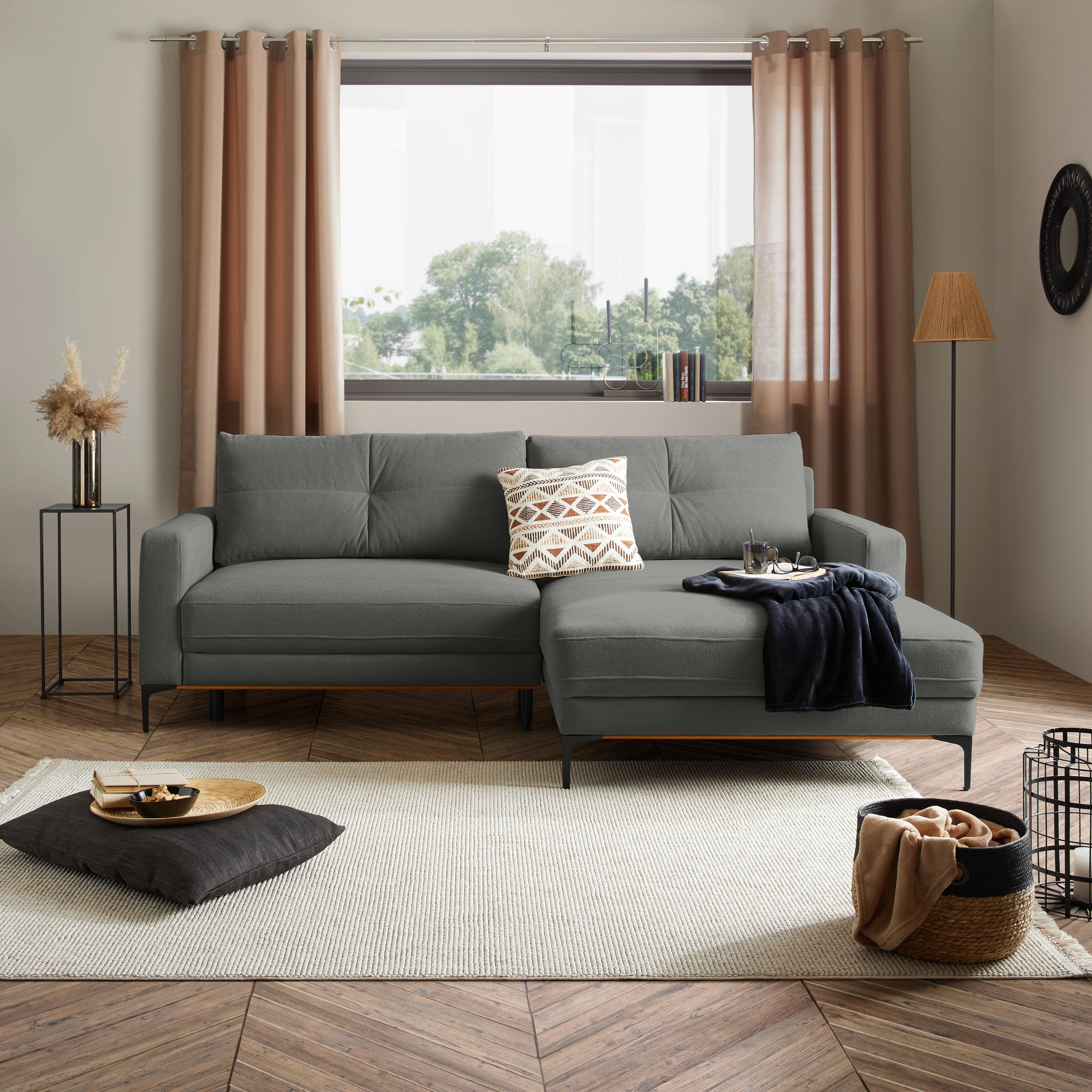 Ecksofa Mit Schlaffunktion & Bettkasten Bergamo Dunkelgrau
